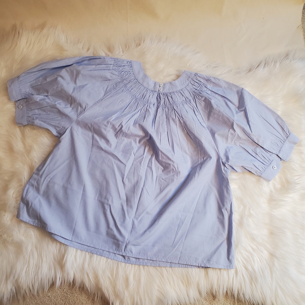 NWOT J.Crew Smock-neck puff-sleeve top in cotton poplin, M - Picture 8 of 10